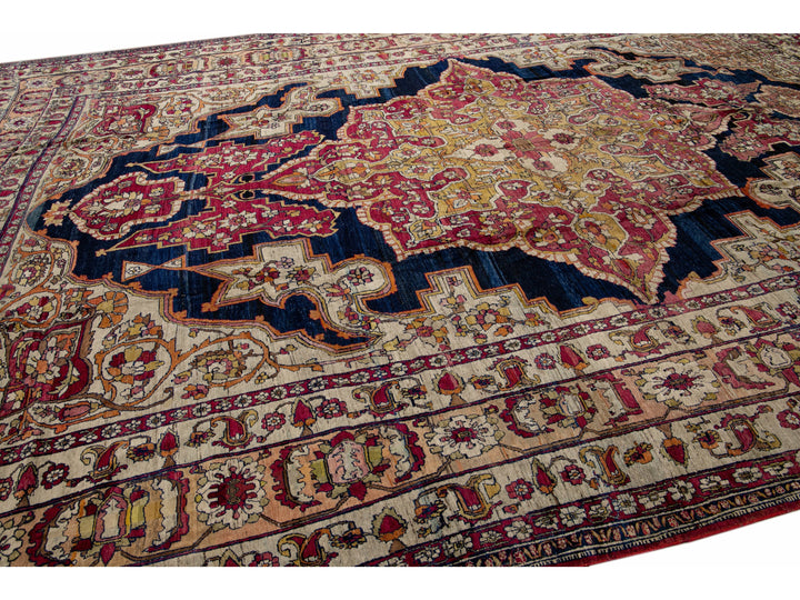 Antique Kerman Wool Rug  11 X 15