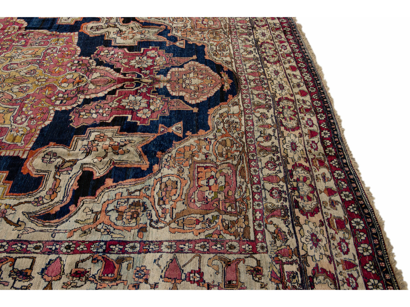 Antique Kerman Wool Rug  11 X 15