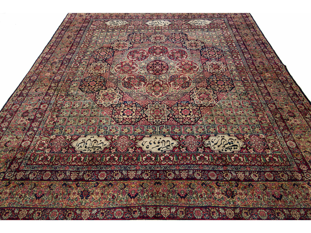 Antique Kerman Wool Rug  9 X 11