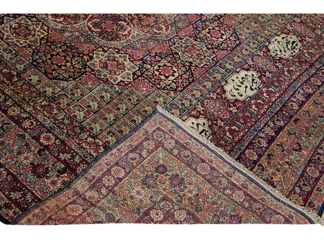 Antique Kerman Wool Rug  9 X 11