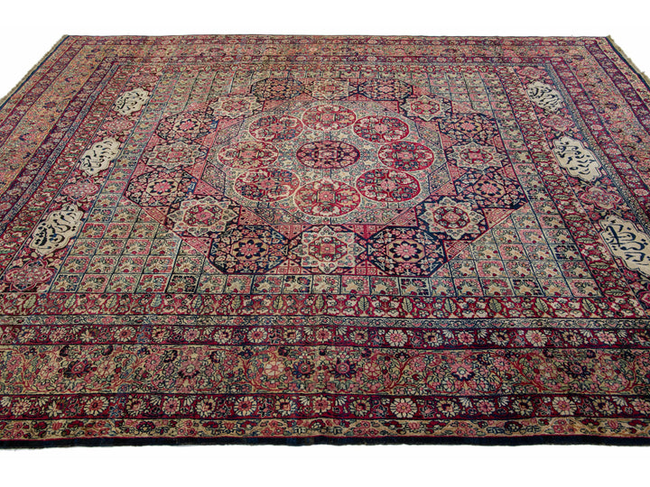 Antique Kerman Wool Rug  9 X 11