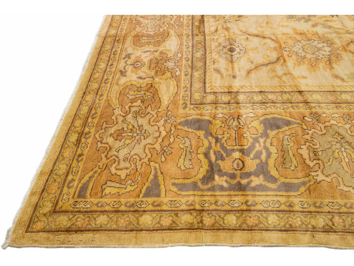 Modern Persian Sultanabad Handmade Floral Beige Oversize Wool Rug