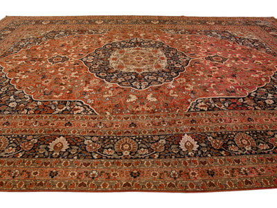 Antique Tabriz Wool Rug 12 X 17