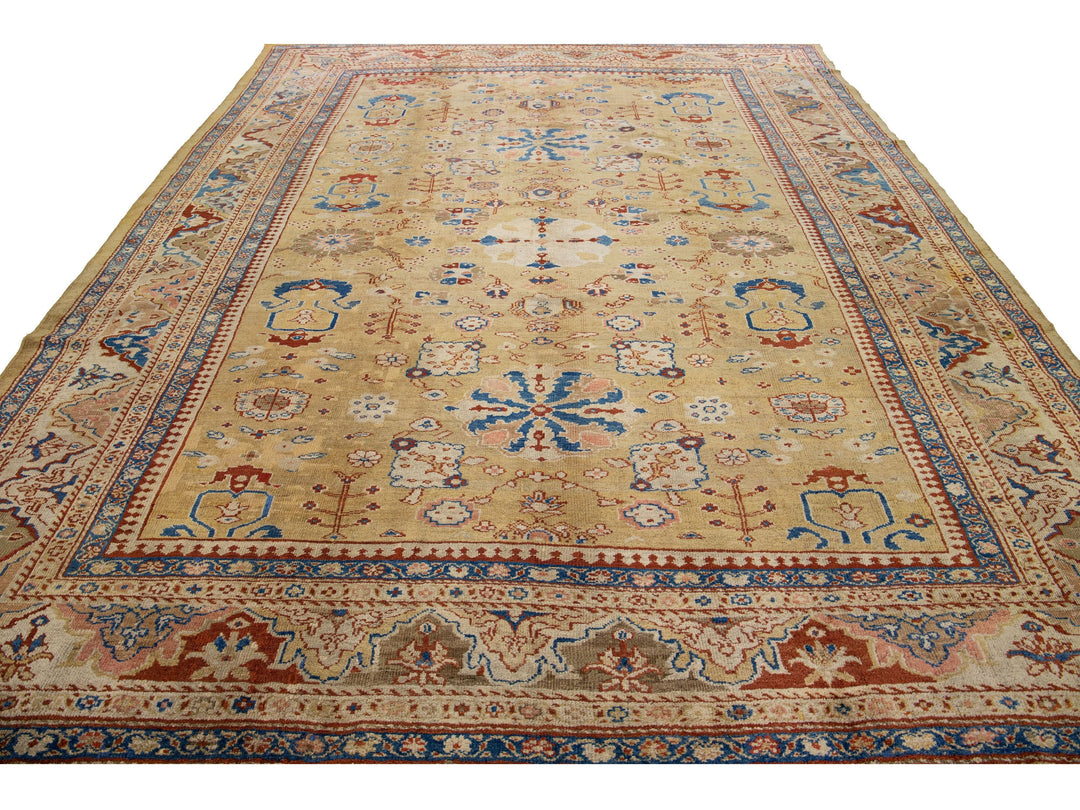 19th Century Sultanabad Wool Rug 10 X 13