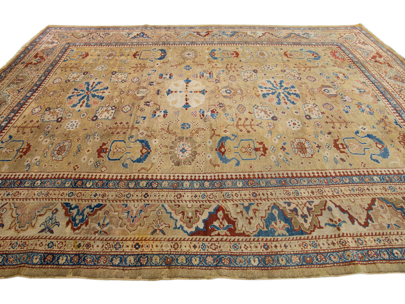 19th Century Sultanabad Wool Rug 10 X 13