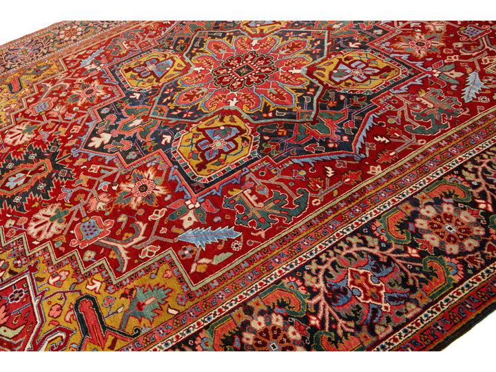 Antique Heriz Wool Rug 10 X 14