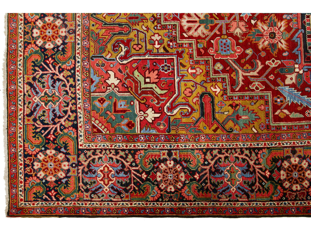 Antique Heriz Wool Rug 10 X 14