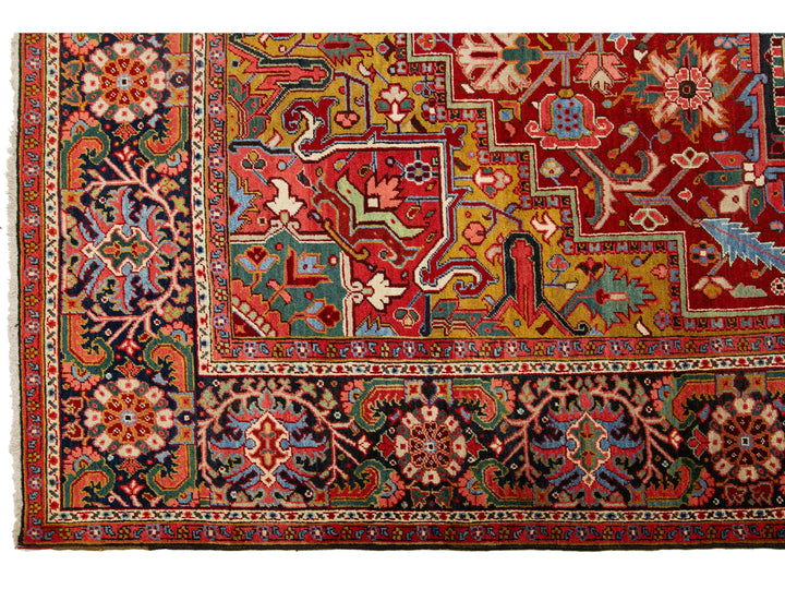 Antique Heriz Wool Rug 10 X 14