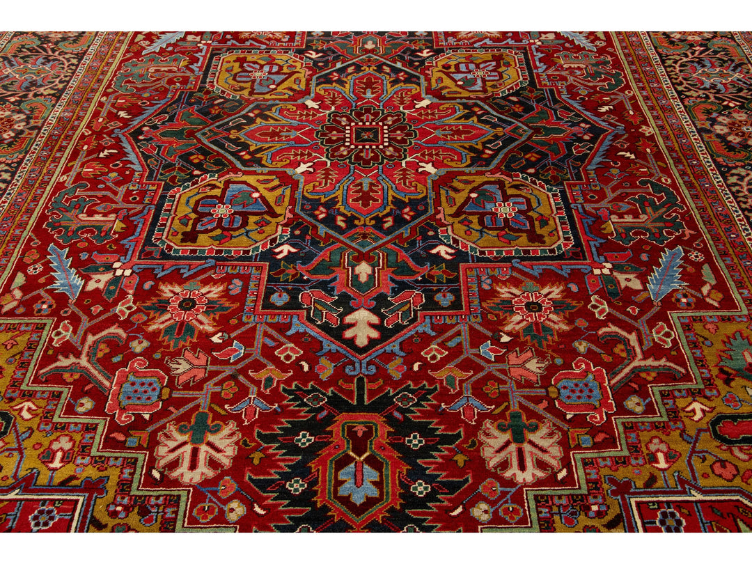 Antique Heriz Wool Rug 10 X 14