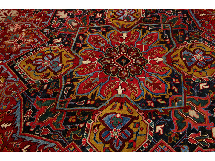 Antique Heriz Wool Rug 10 X 14