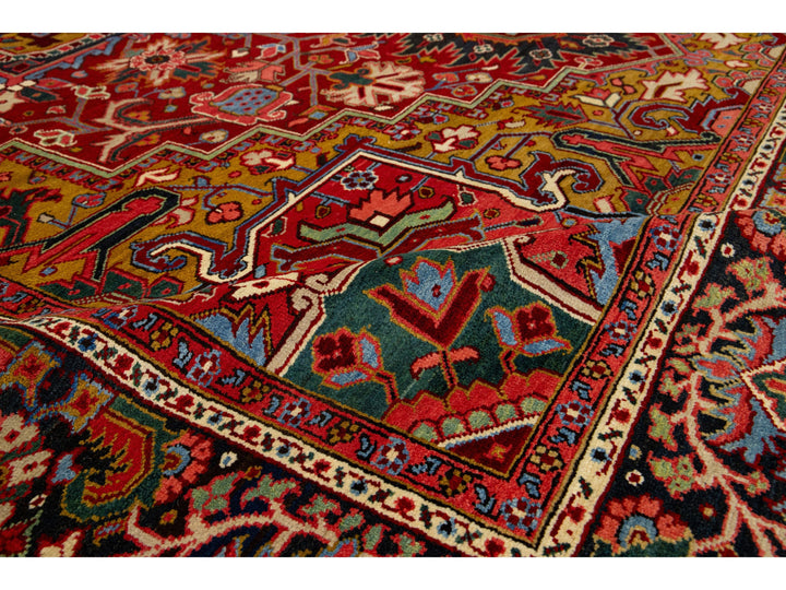 Antique Heriz Wool Rug 10 X 14