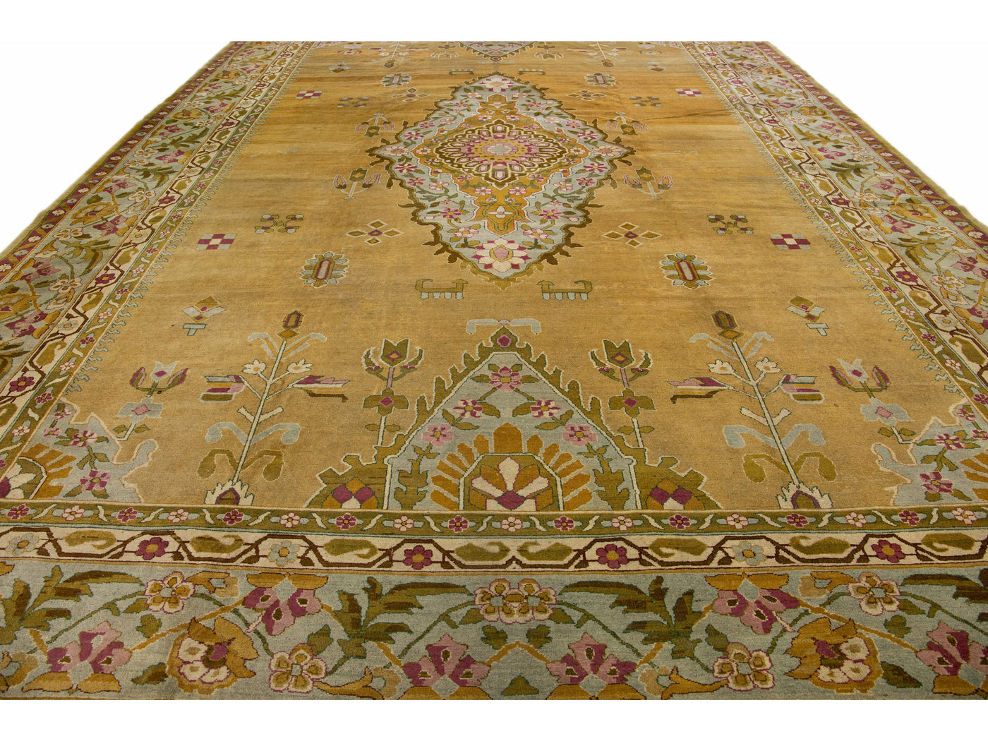 Antique Indian Agra Wool Rug 14 X 20