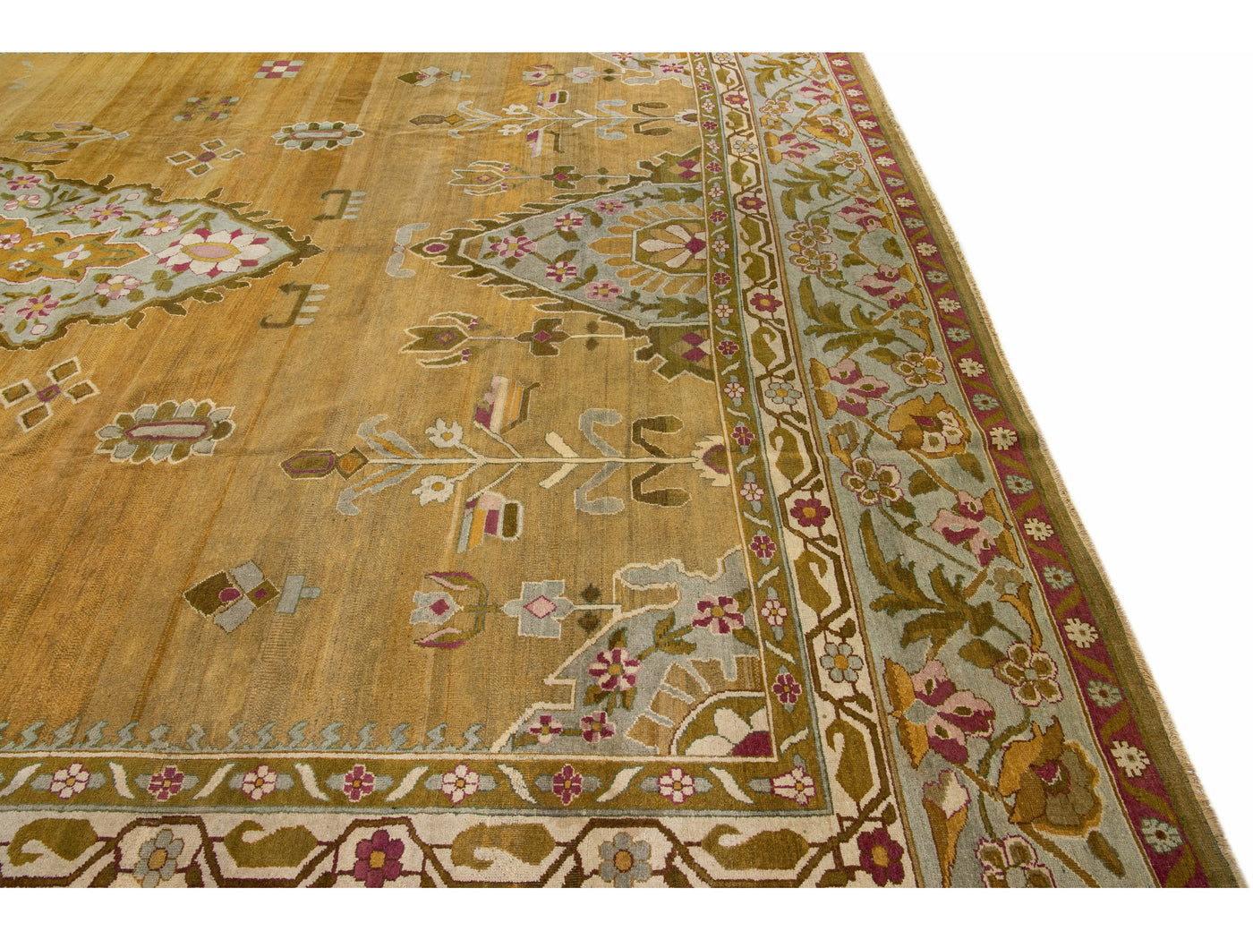 Antique Indian Agra Wool Rug 14 X 20