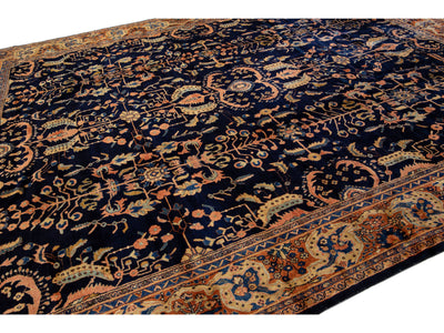 Antique Sarouk Wool Rug 11 X 14