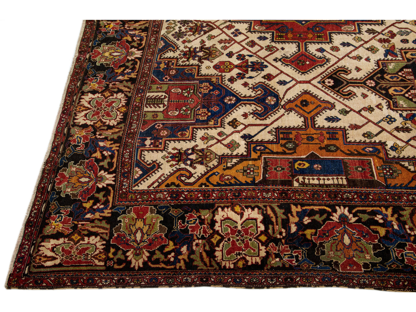 Antique Bakhtiari Wool Rug 14 X 20