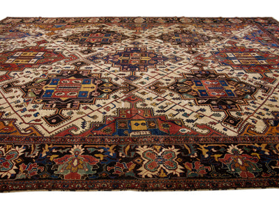 Antique Bakhtiari Wool Rug 14 X 20