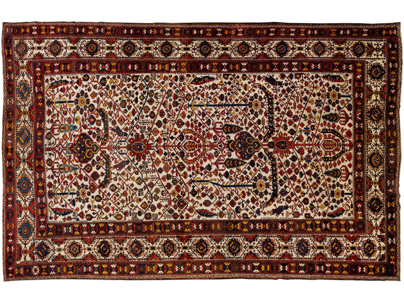 Antique Bakhtiari Wool Rug 13 X 21