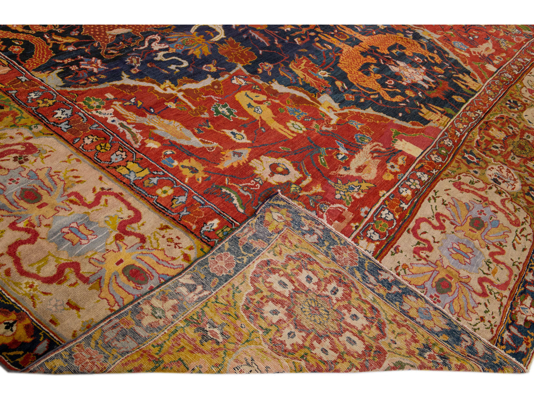 Antique Sultanabad Wool Rug 17 X 22