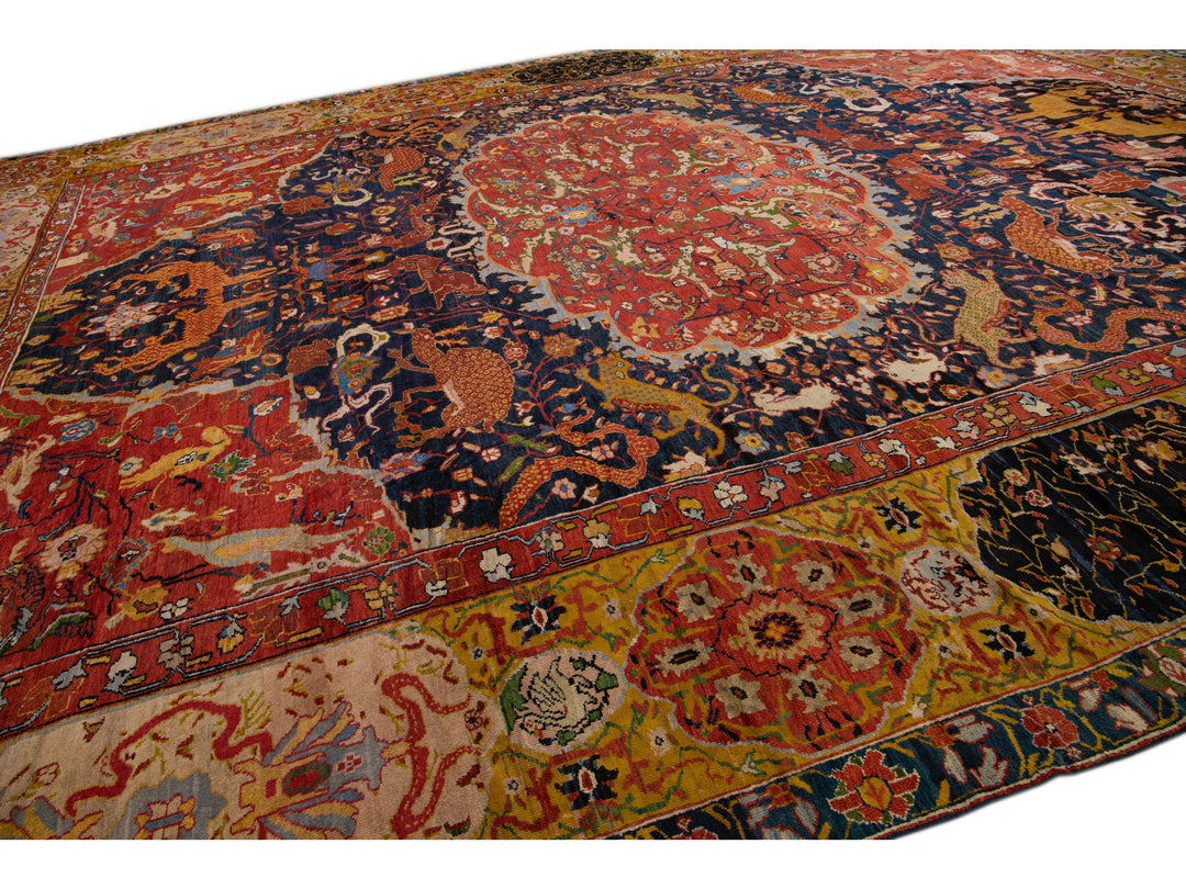 Antique Sultanabad Wool Rug 17 X 22