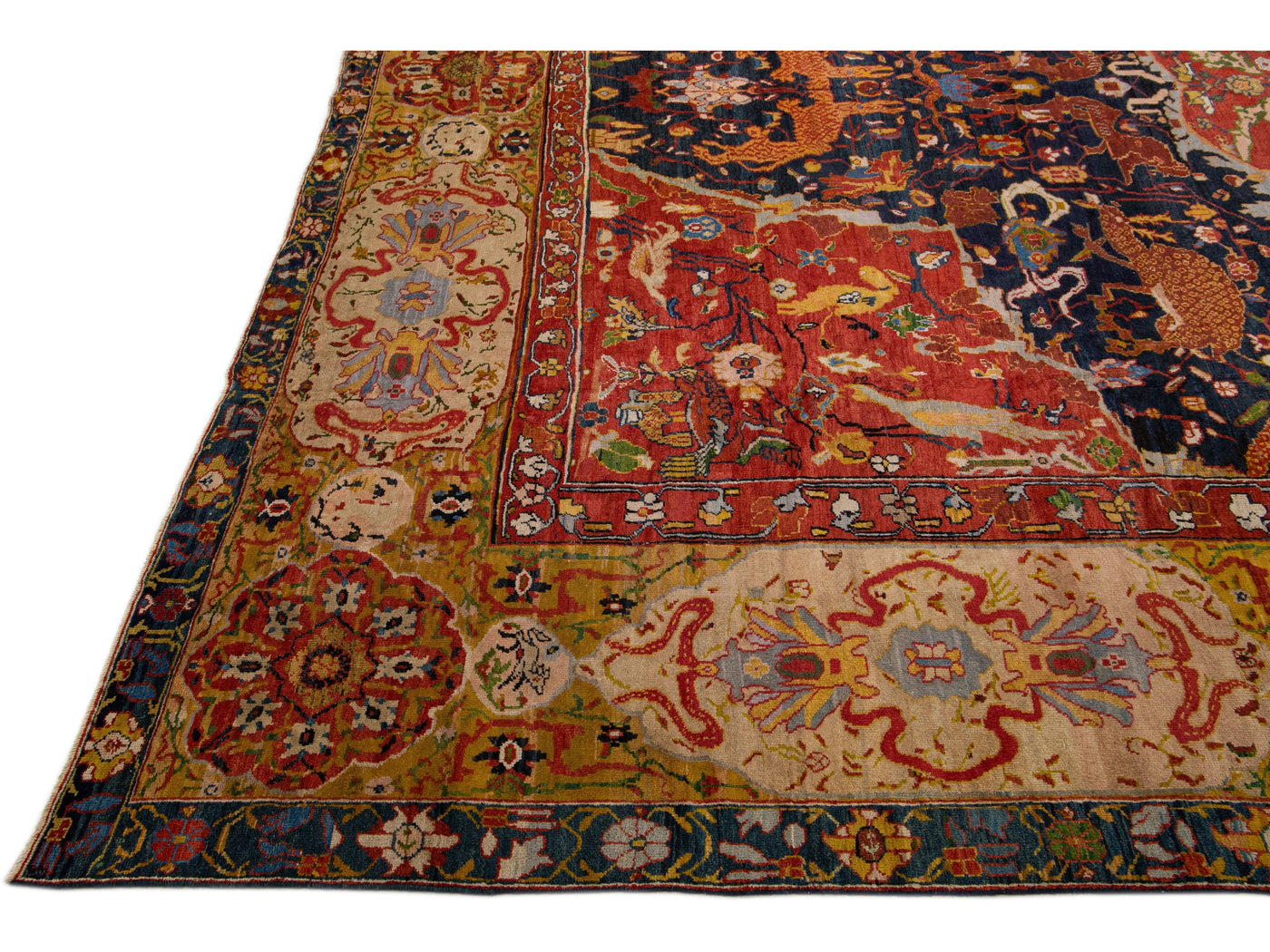 Antique Sultanabad Wool Rug 17 X 22