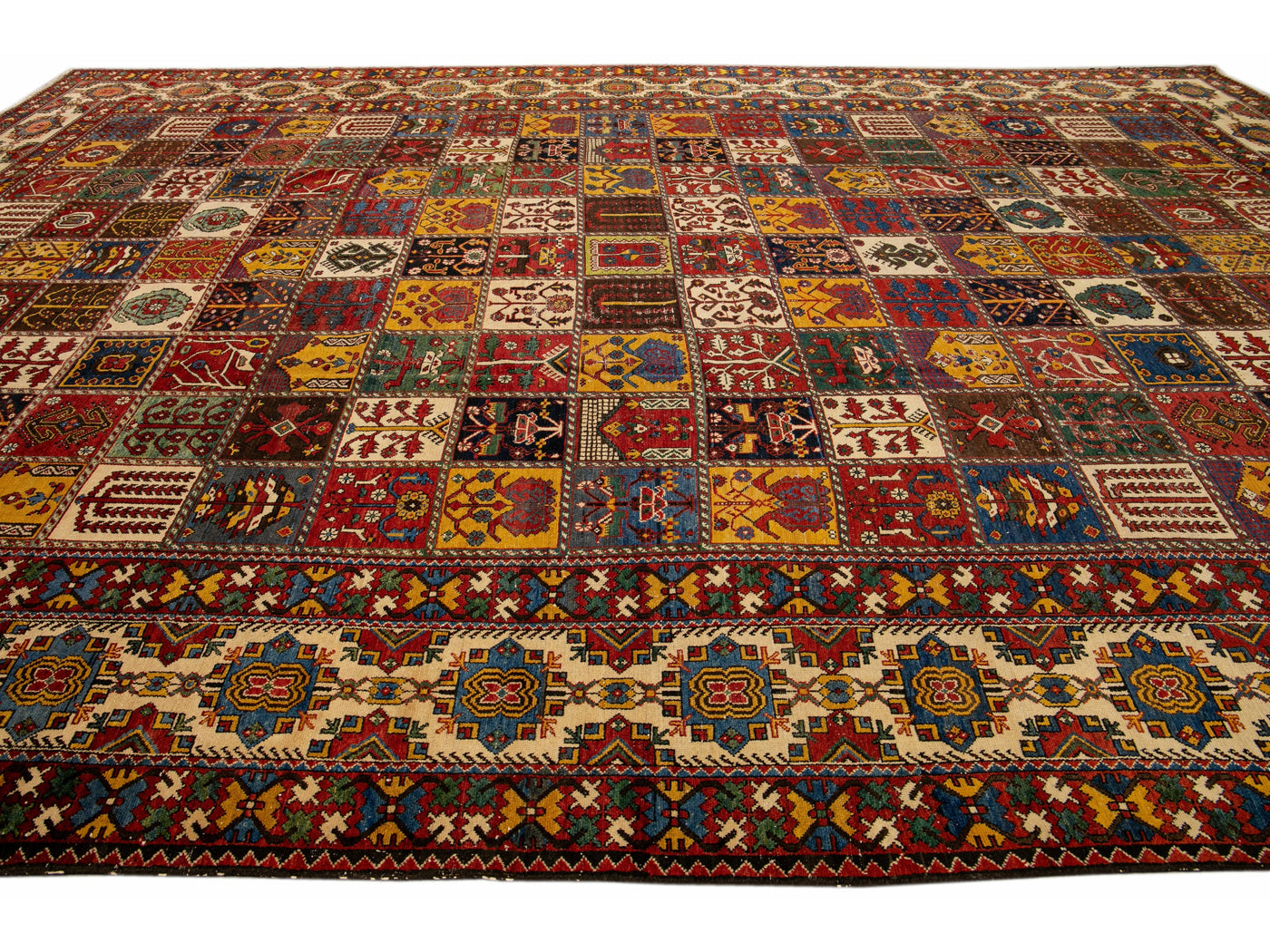 Antique Bakhtiari Persian Handmade Multi Designed Red Oversize Wool Rug