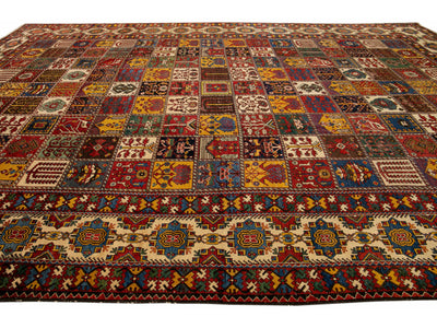 Antique Bakhtiari Persian Handmade Multi Designed Red Oversize Wool Rug
