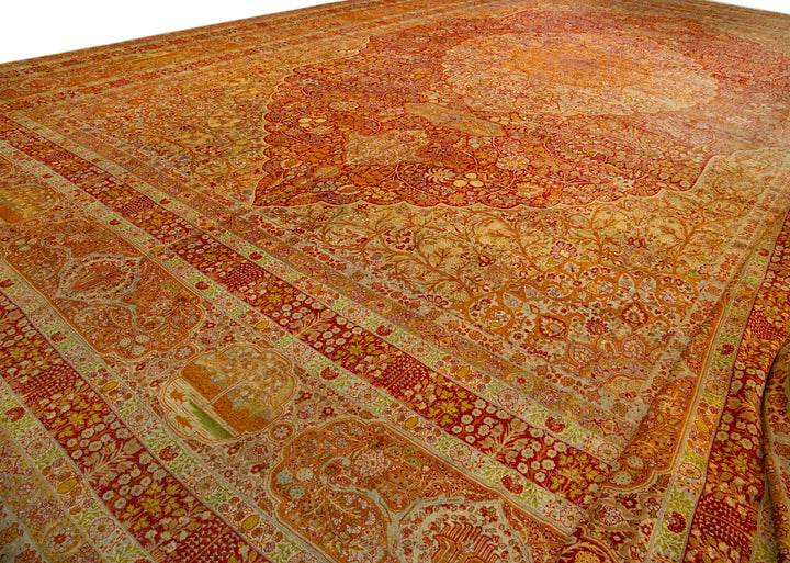 Antique Tabriz Persian Wool Rug  25 X 33