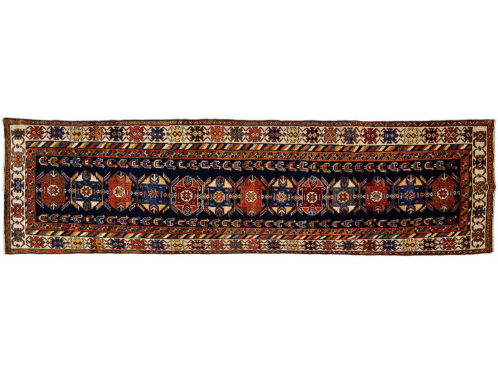 Blue Antique Malayer Handmade Tribal Design Wool Runner