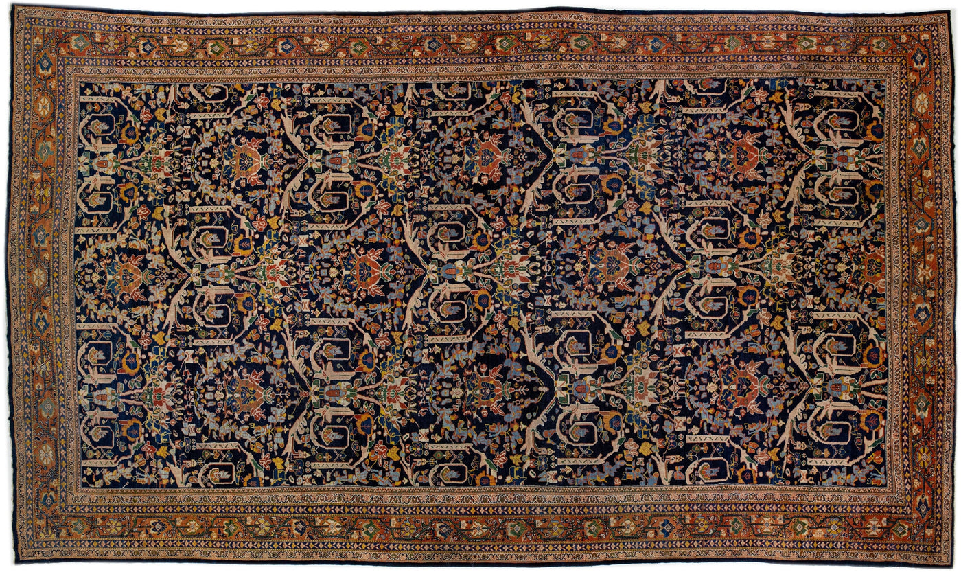 Antique Persian Mahal Wool Rug 14 X 24