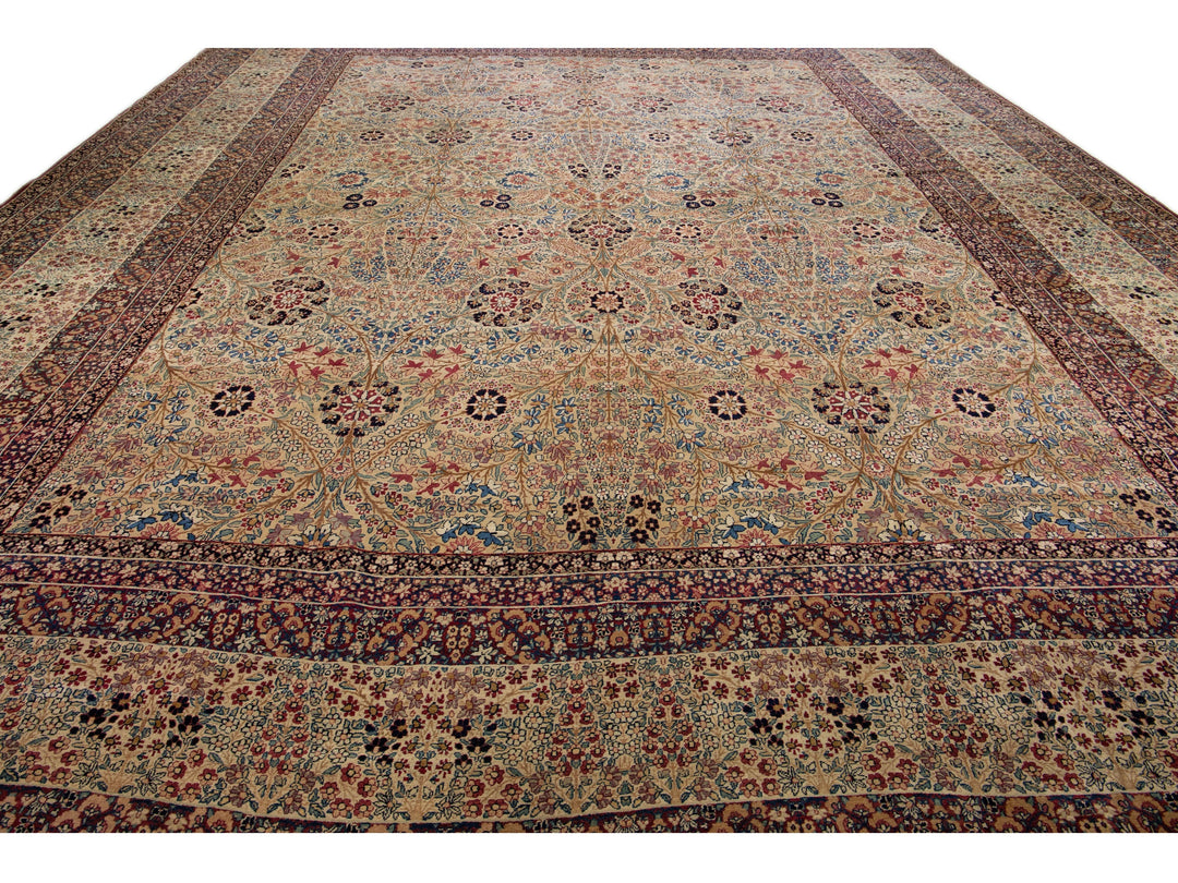 Antique Kerman Wool Rug  16 X 21