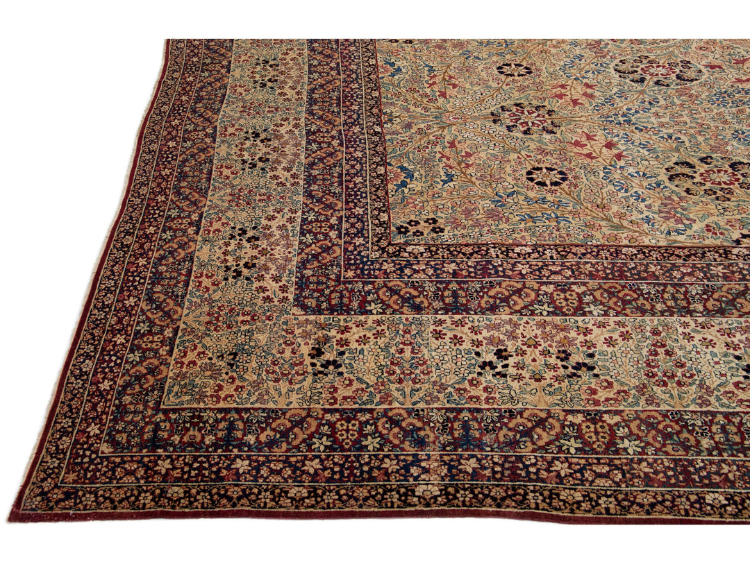 Antique Kerman Wool Rug  16 X 21