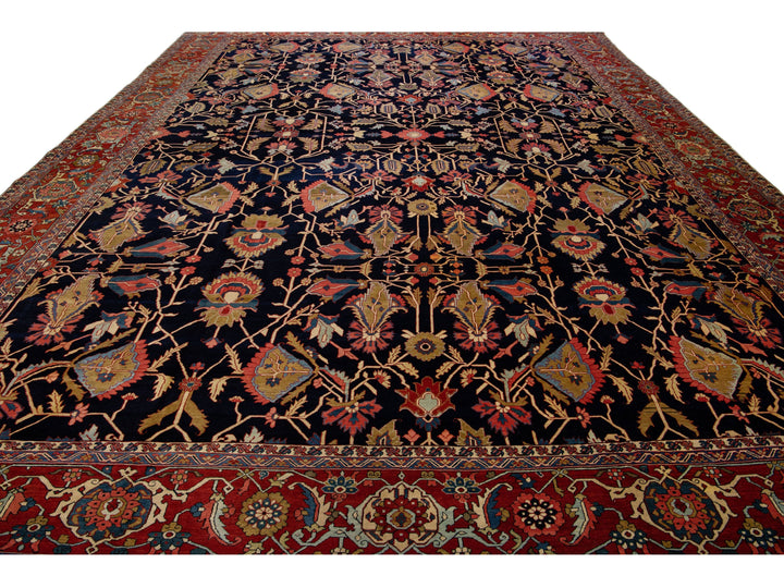 Antique Serapi Wool Rug 13 X 17