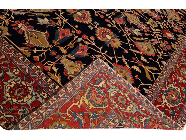 Antique Serapi Wool Rug 13 X 17