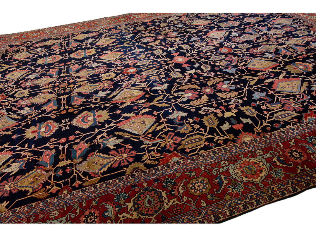 Antique Serapi Wool Rug 13 X 17