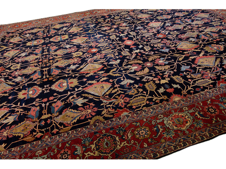 Antique Serapi Wool Rug 13 X 17