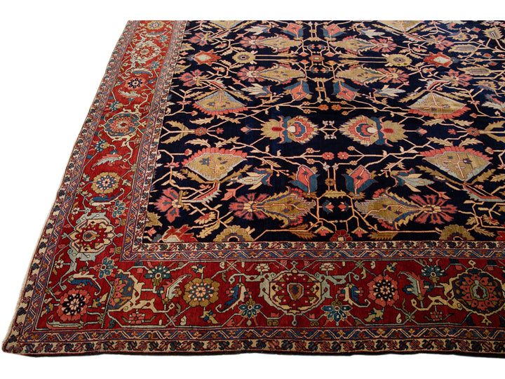 Antique Serapi Wool Rug 13 X 17