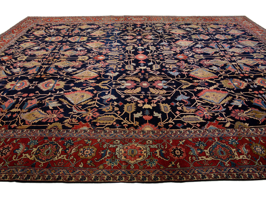 Antique Serapi Wool Rug 13 X 17