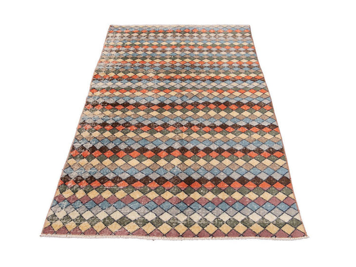 Vintage Turkish Scatter Wool Rug 4 X 7