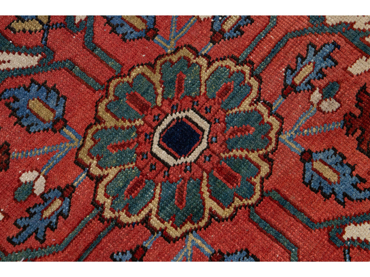 Antique Heriz Wool Rug 8 X 11