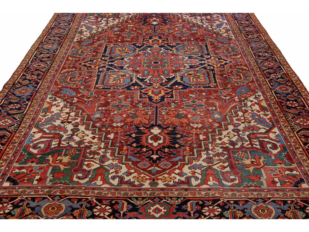 Antique Heriz Wool Rug 8 X 11