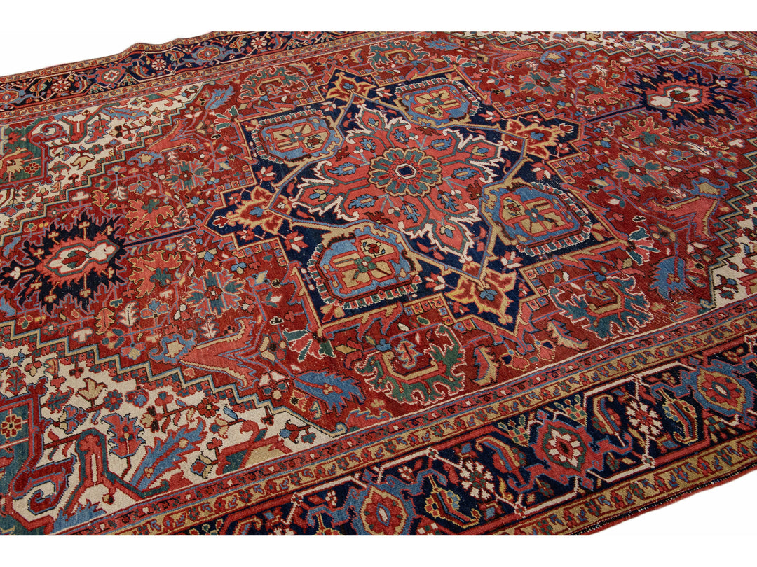 Antique Heriz Wool Rug 8 X 11
