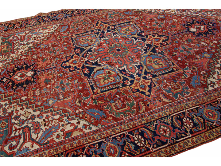 Antique Heriz Wool Rug 8 X 11