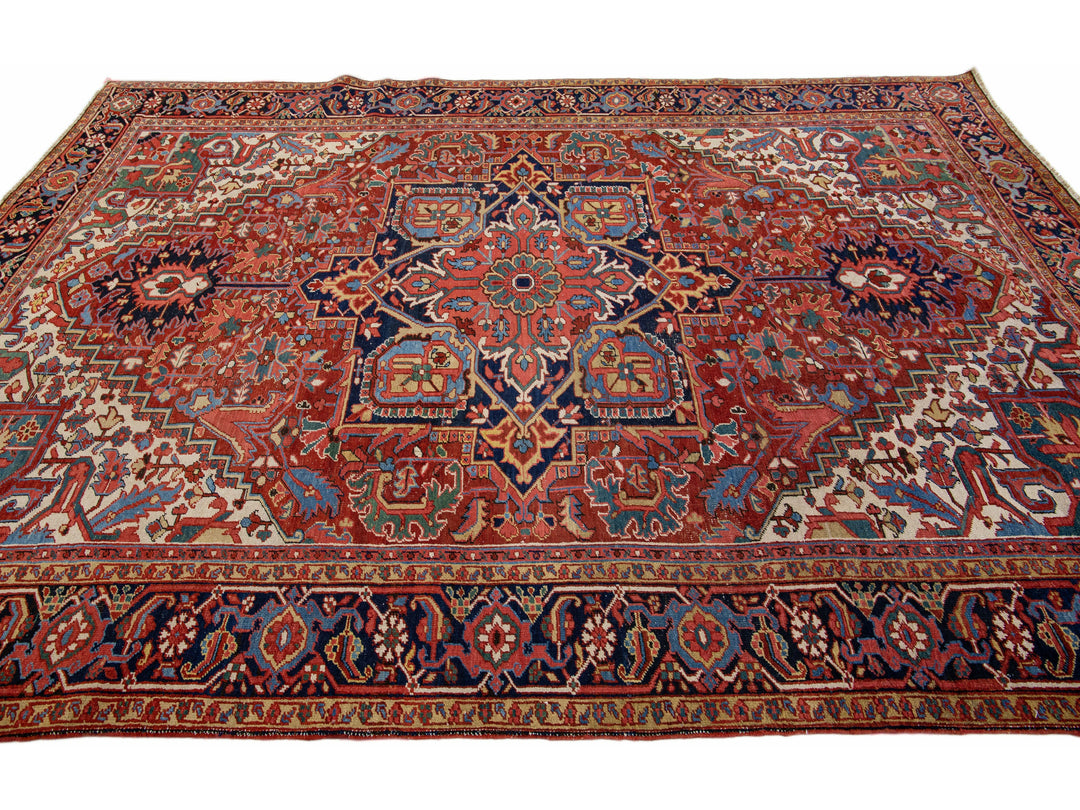Antique Heriz Wool Rug 8 X 11