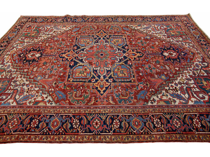 Antique Heriz Wool Rug 8 X 11