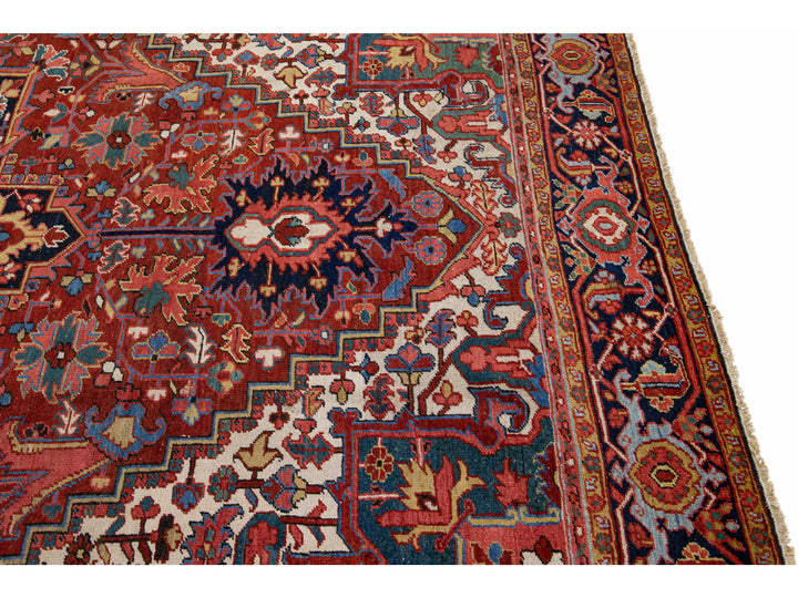 Antique Heriz Wool Rug 8 X 11