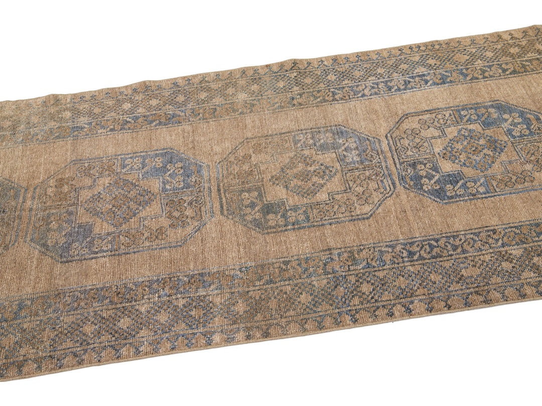 Antique Turkmen Wool Runner 3 X 14