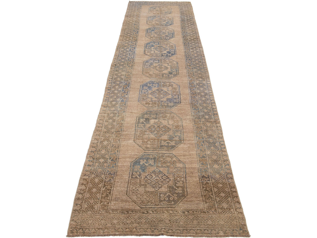 Antique Turkmen Wool Runner 3 X 14