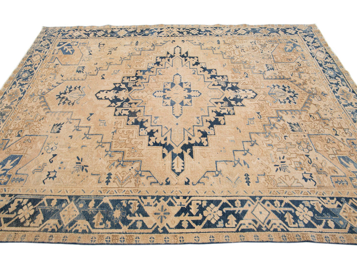 Antique Heriz Persian Wool Rug 7 X 9