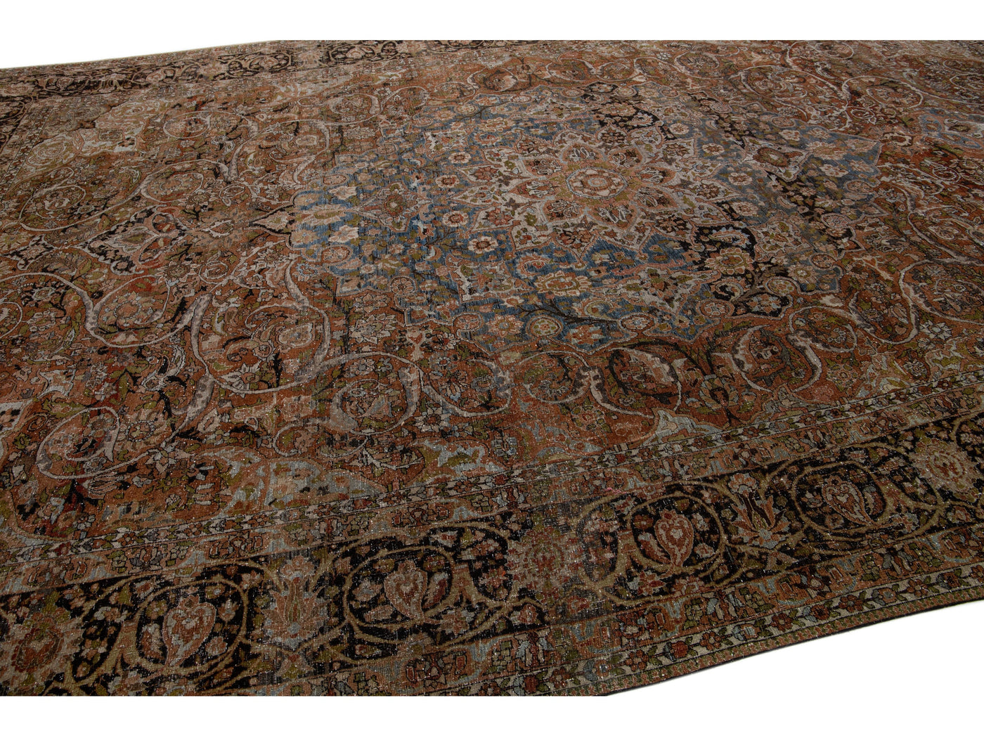 Antique Bakhtiari Wool Rug 12 X 16