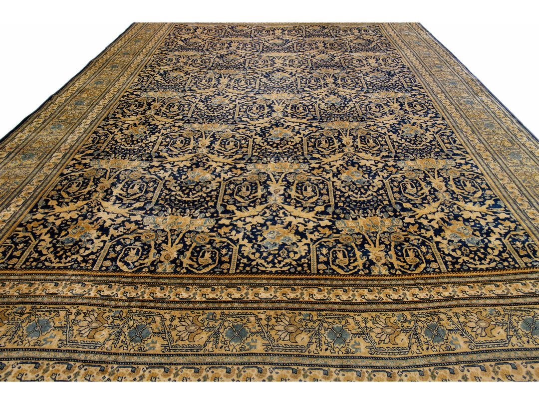 Antique Tabriz Wool Rug 13 X 17